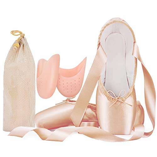 IJONDA Adult Ballet Pointe Shoes Hard Toe Dance Shoes Pink...
