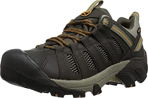 KEEN Men's Voyageur Trail Shoe, Black Olive/ Inca Gold, 10 M...