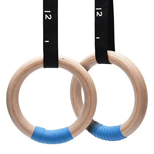 PACEARTH Gymnastics Rings Wooden Olympic Rings 1500lbs with...