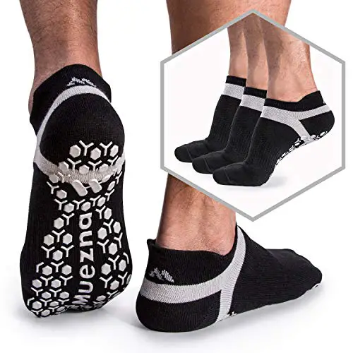 Muezna Men's Non-Slip Yoga Socks, Anti-Skid Pilates, Barre,...