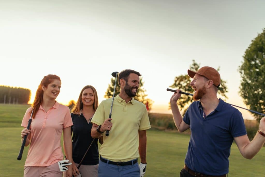 Enjoying their day of golf together