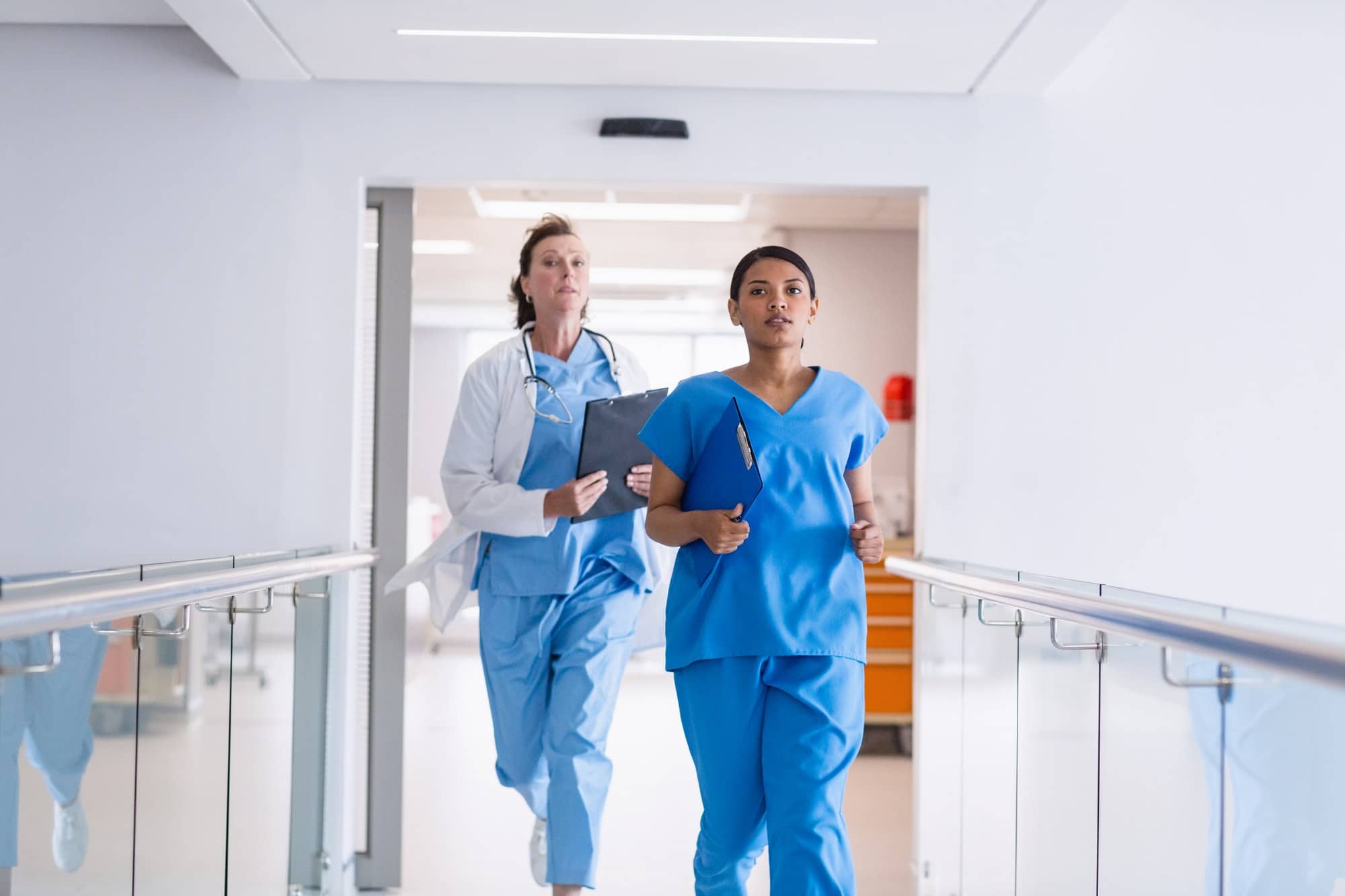 Nurse and doctor running