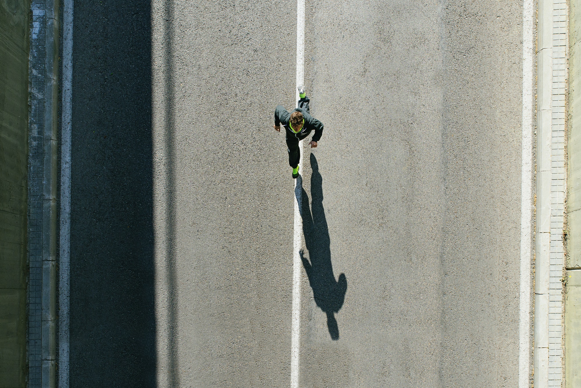 Man running in the city.