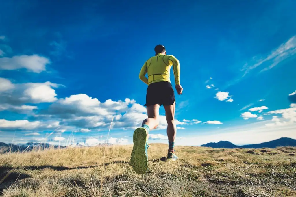 Runner shoe in the mountains