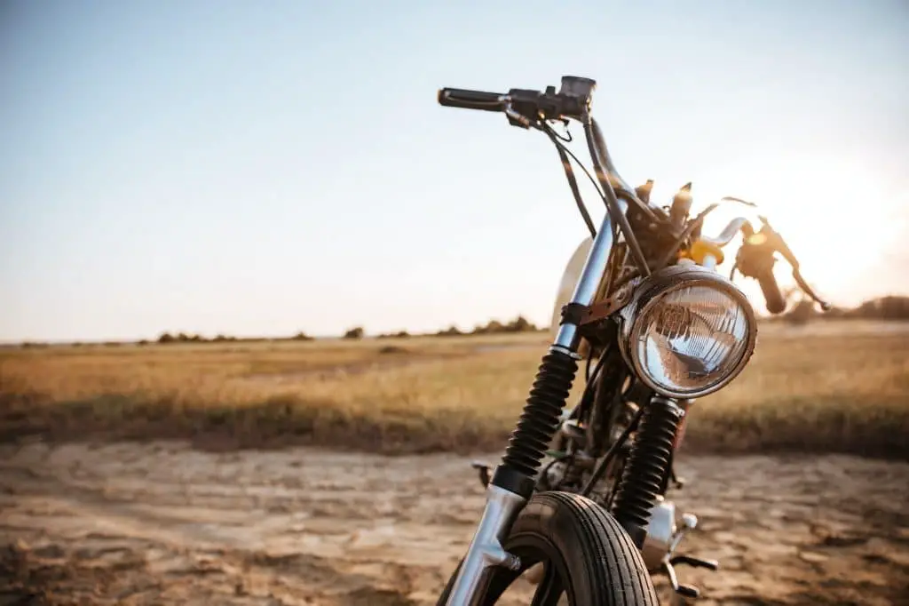 Close-up view on retro motorcycle headlights