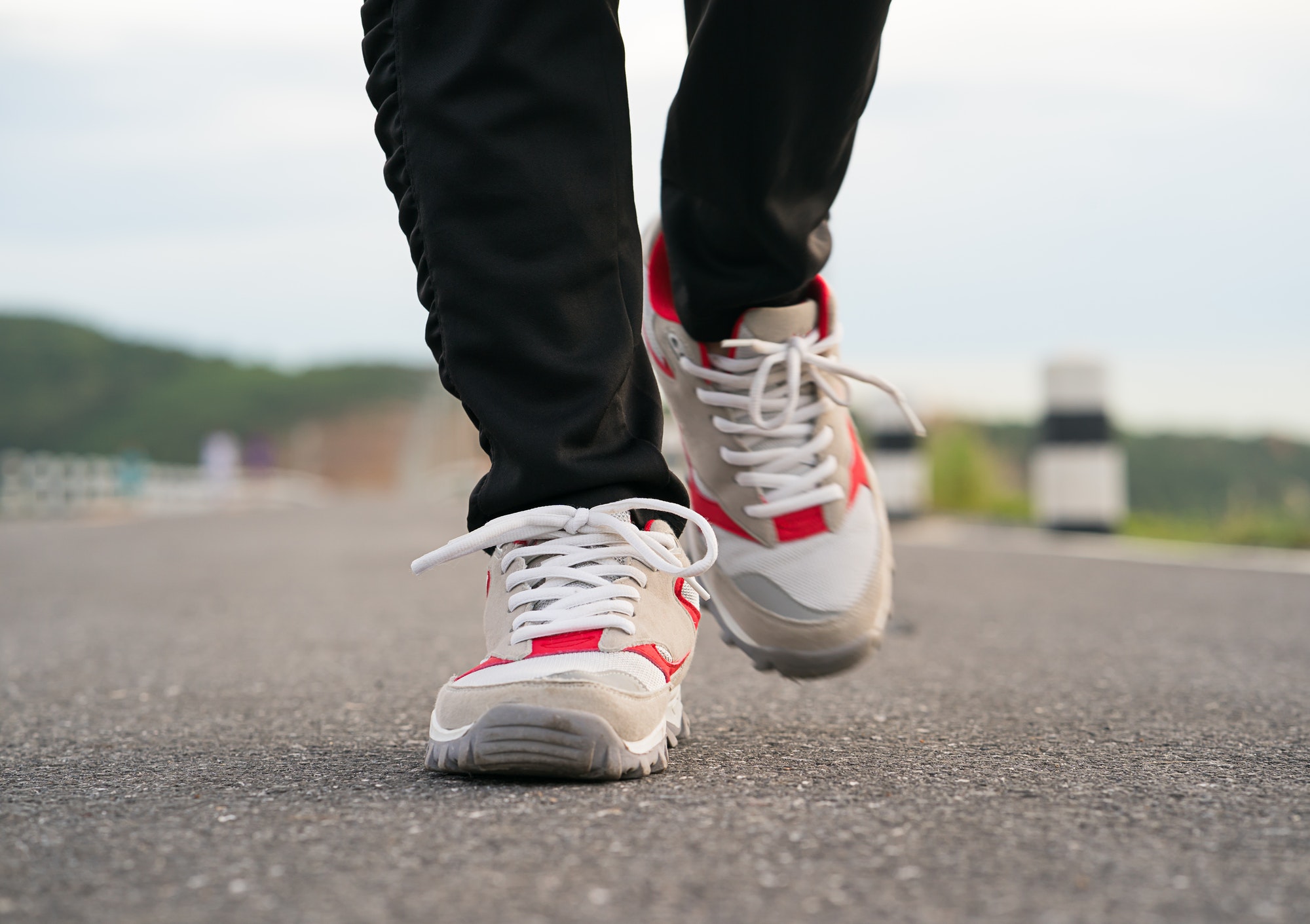 Close up of girl shoes walking-4