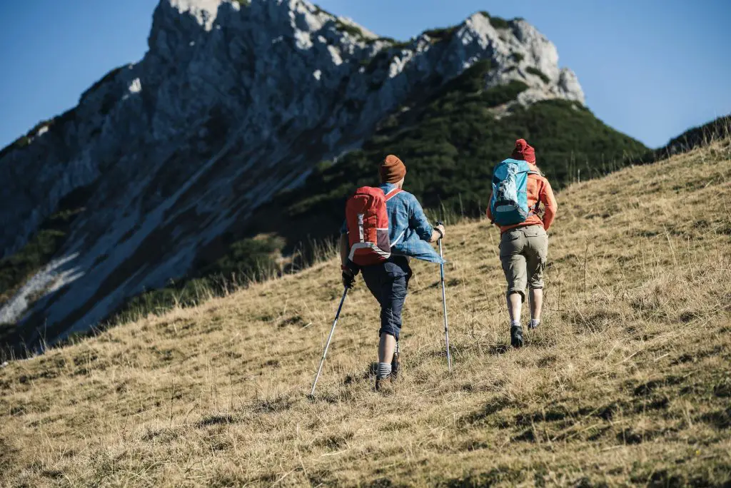 Austria, Tyrol, couple hiking in the mountains