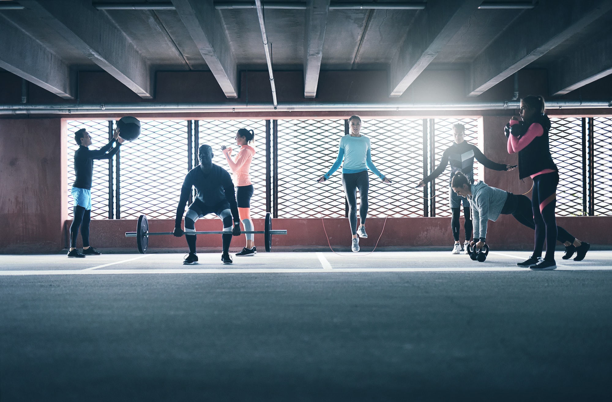 Group of people exercising together