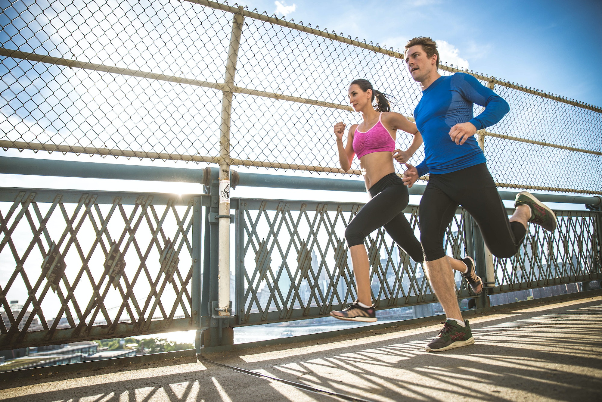 Runners training outdoors